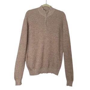 PETER MILLAR Crown Quarter Zip Sweater Pima Cotton Merino Blend Neutral Size L